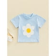 thumbnail image 2 of Genuiskids Toddler Baby Kids Girl Short Sleeve Tops with Flower Print Classic Crew Neck Loose Version Summer Clothing 1-6T, 2 of 7