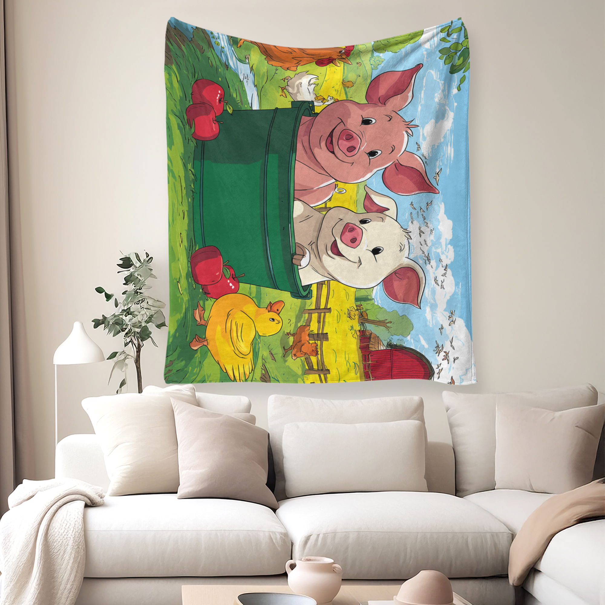 Flannel Fleece Throw Blanket, Soft Large Throw Blanket, Lightweight Cozy Plush Throw Blanket Fit Sofa Bed, 50"x60", Pigs