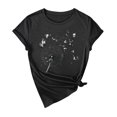 thumbnail image 3 of NAMTYQX Short Sleeve Shirts for Women Stretch Baggy Short Sleeve Plus Size Tropischer Druck Cool Graphic Scoop Neck Hip Womens T Shirts Black Size XL, 3 of 5