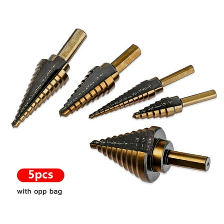

5Pcs High Speed Steel Cobalt Step Drill Bits Center Punch For Accurate Locator