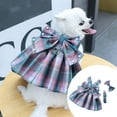 thumbnail image 2 of Cute and Stylish Plaid Print Dog Harness Dress with Bowknot for Small Dogs for Indoor and Outdoor Use Available in Various Sizes Blue,M, 2 of 5