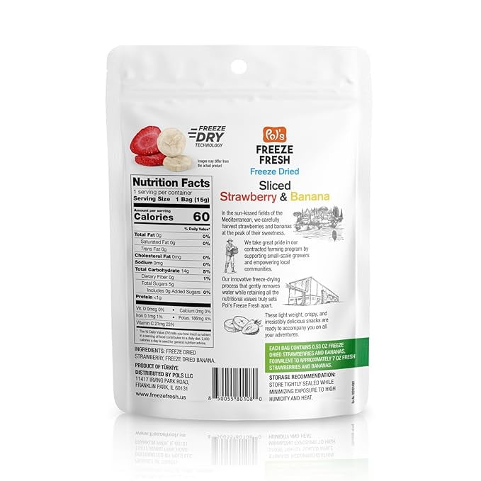 Pol’s Freeze Fresh Premium Freeze Dried Strawberries,Apple,Banana,Raspberries,Blackberries|Non-GMO,Kosher,Vegan,Gluten-Free,No Additives,No Added Sugar| 6x Apple,4x Strawberry-Banana,2x Berry Mix