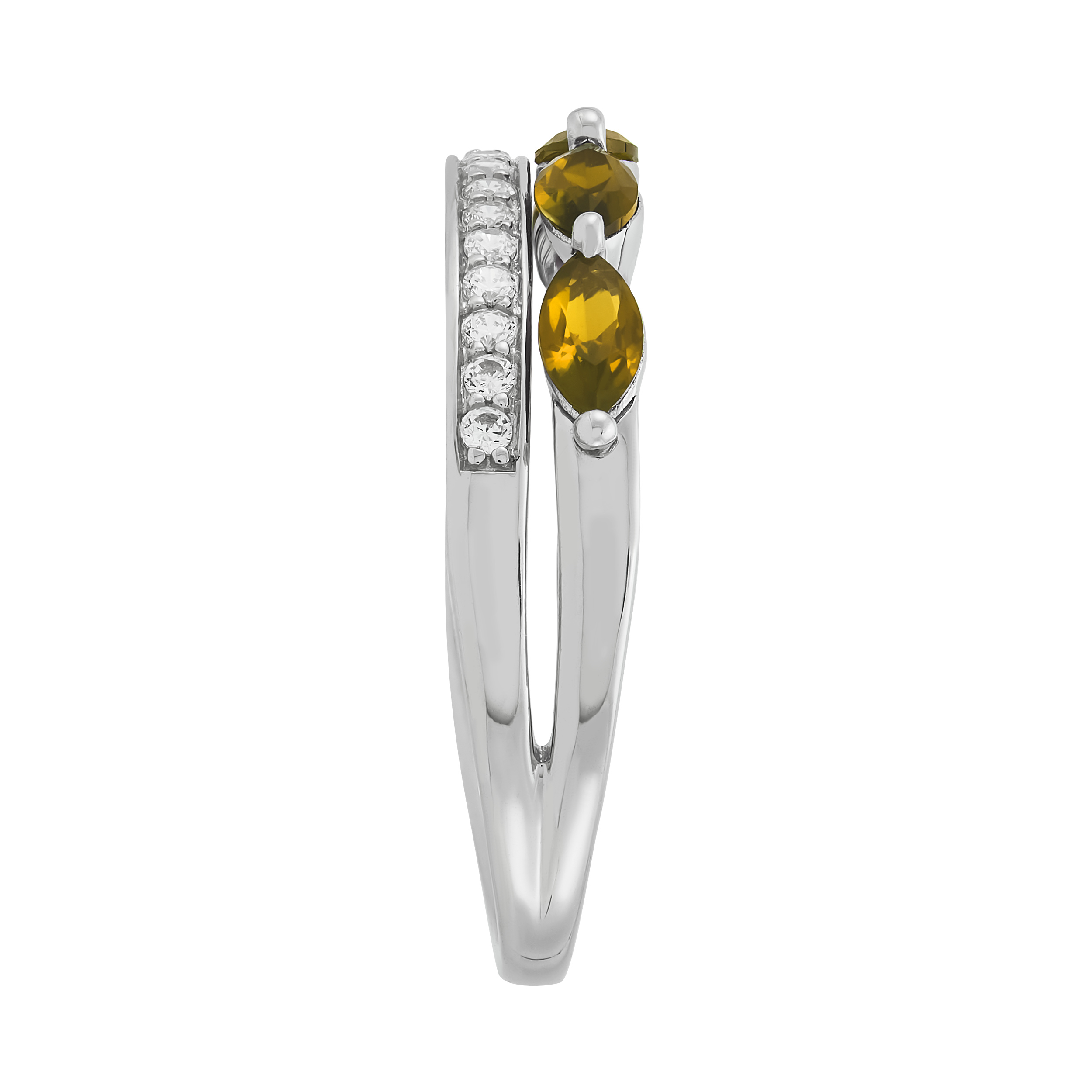 Brilliance Fine Jewelry Marquise Citrine and White Cubic Zircoina Ring in Sterling Silver