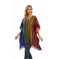thumbnail image 3 of Beautybatik Multicoloured Boho Stripe Caftan Women Tunic Top Blouse Plus Size 4X, 3 of 6