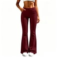 thumbnail image 2 of Khunlpohl Womens Casual Yoga Pants Flared Leg Elastic Waisted Leggings Exercise Workout Sports Long Pant with Pockets, 2 of 9