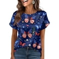 thumbnail image 2 of KDDYLITQ States 250th Anniversary Shirts Womens Usa Star Stripes Crew Neck Red White Blue Tees Usa Flag Short Sleeve Lightweight Tops Birthday Work Clothes Blue S, 2 of 5