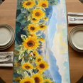 thumbnail image 5 of Sunflower Mountain 120 Inch Table Runner, Summer Watercolor Botanical Farmhouse Dresser Scarf Cotton & Linen Tablerunner for Dining/Kitchen Island/Holiday Party Décor 13" x 120", 5 of 9