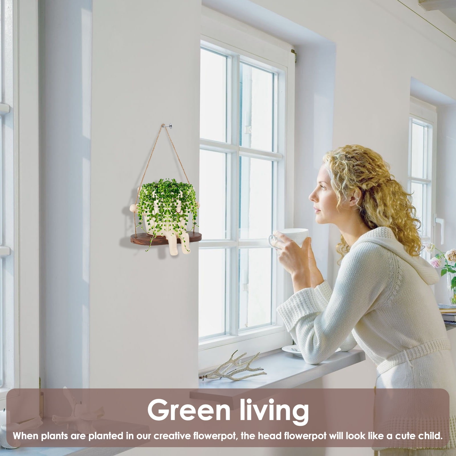 plant hanger bar Macrame Hanger, Wooden Bar Holder  Live Long And Plant