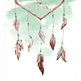 thumbnail image 3 of Feather Queen Size Duvet Cover Set, Watercolor Vibrant Dream Catcher with Ornamental Elements Traditional Design, Decorative 3 Piece Bedding Set with 2 Pillow Shams, Mint Green Brown, by Ambesonne, 3 of 3