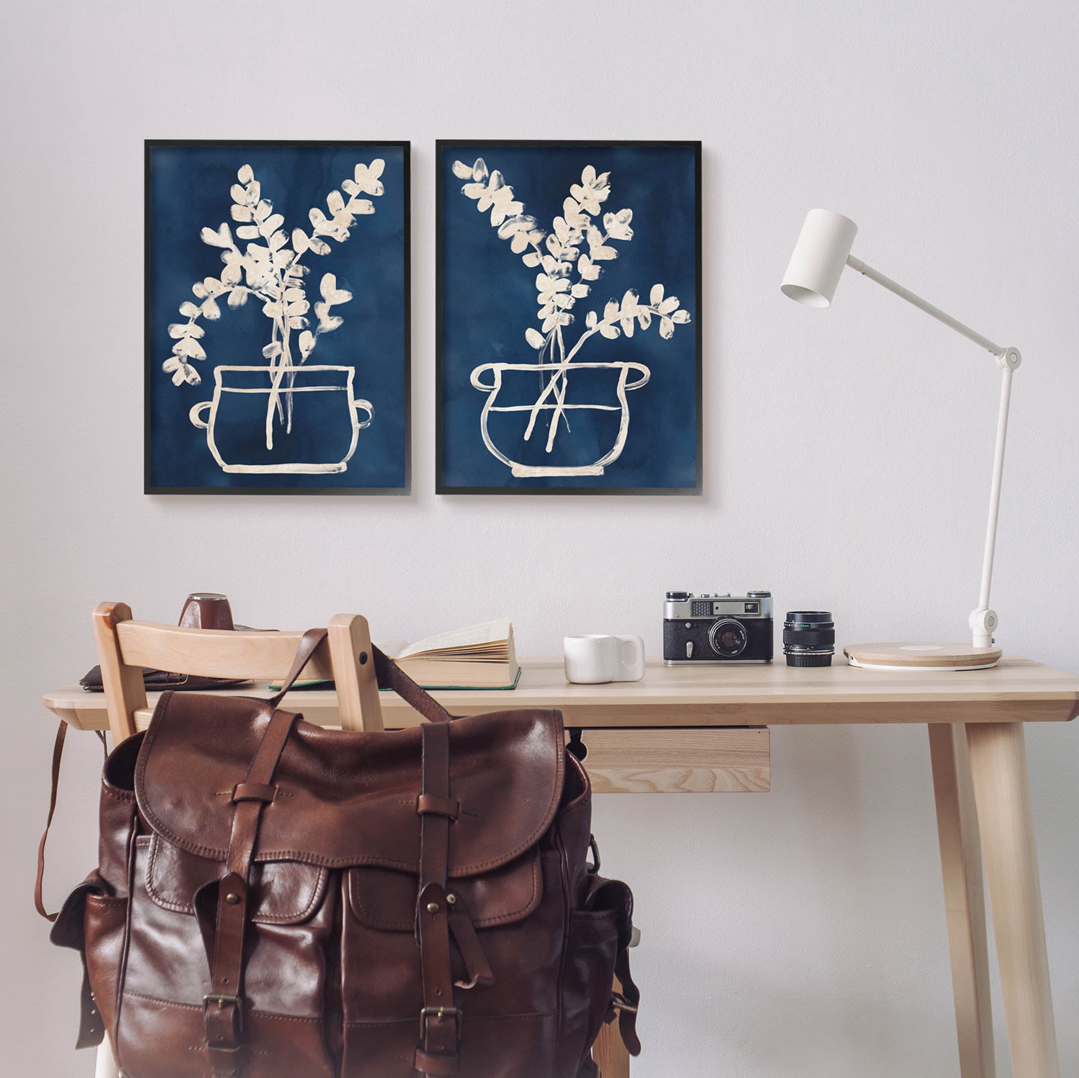 Stupell Industries Contemporary Herbs Botanical Vase Graphic Art Black Framed Art Print Wall Art, Set of 2, Design by June Erica Vess