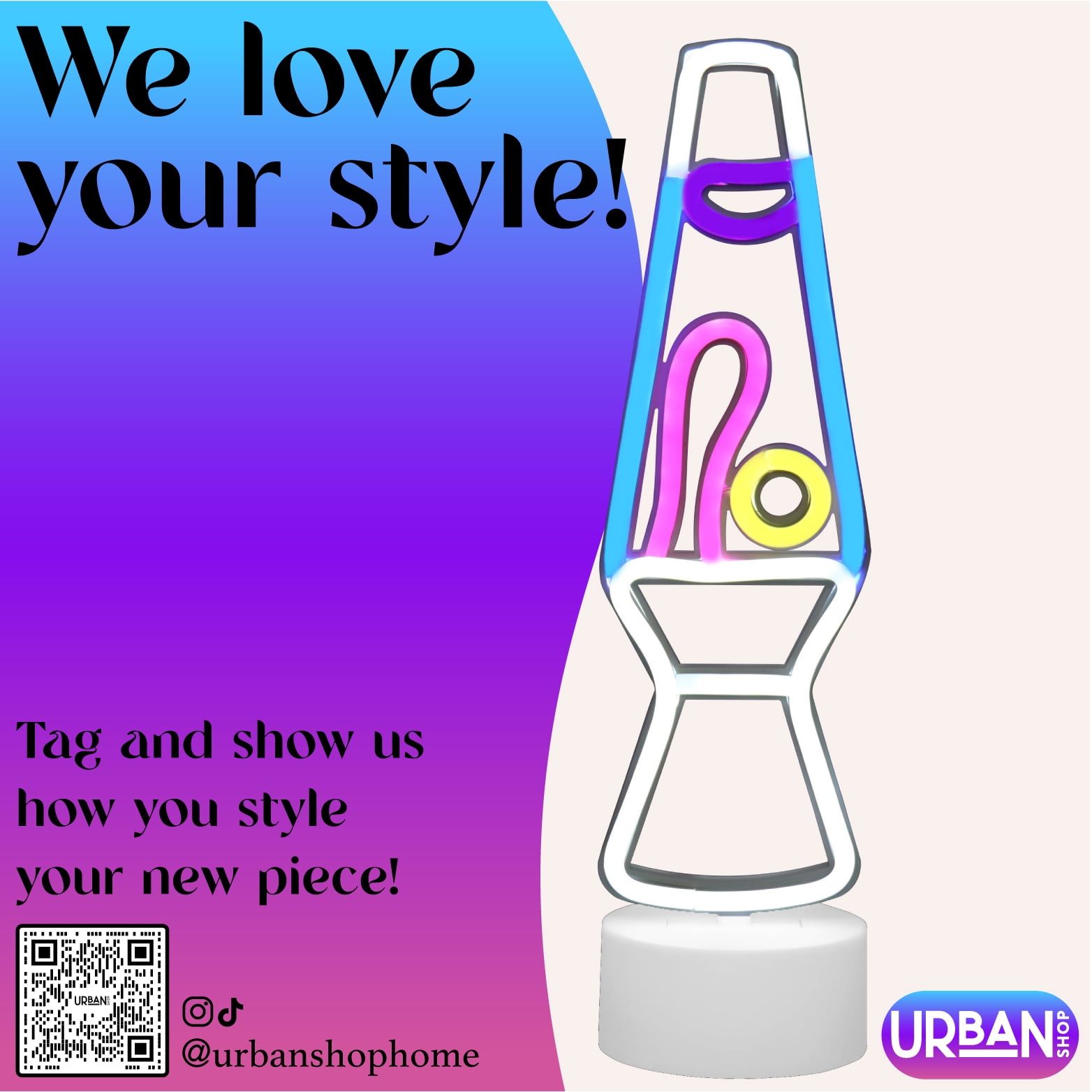 Urban Shop 12.25" Lava LED Neon Table Light, Multicolor