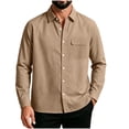 thumbnail image 3 of Josdec Men's Solid Lapel Long Sleeve Button Down Shirt with Chest Pocket Wrinkle Resistant Casual Light Business Work Tops M-XXL, 3 of 6