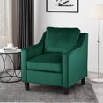thumbnail image 2 of Milo Contemporary Velvet Club Chair, Green and Dark Brown, 2 of 8