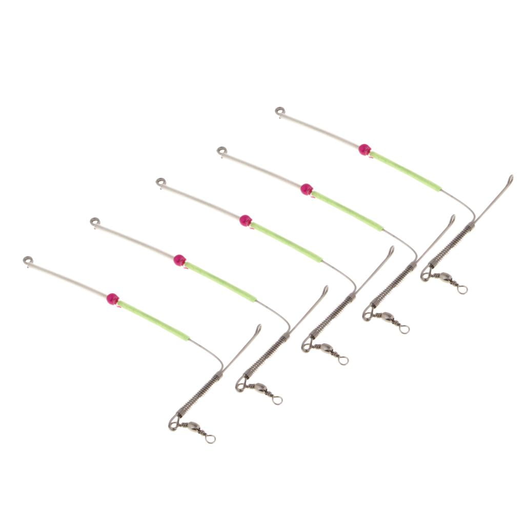 Wswqop 5Pcs Steel Anti- Feeder Leger Booms with Swivel Luminous Rig Tube Bead
