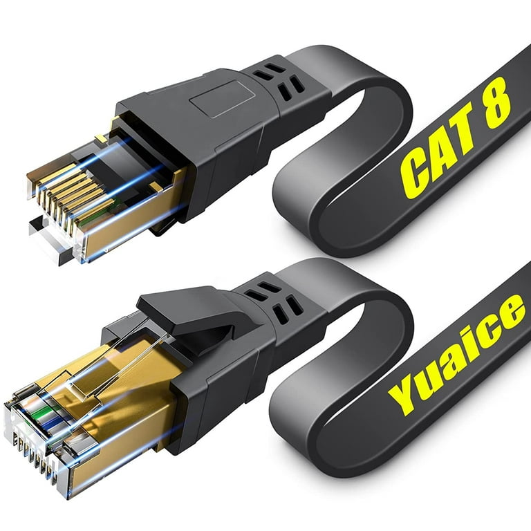 Cat 8 Ethernet Cable, 35FT Heavy Duty High Speed Flat Internet Network Cable,  Professional LAN Cable, 26AWG, 2000Mhz 