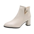 thumbnail image 1 of B91xZ Wedge Boots for Women Classic Pointed Toe Side Zipper Booties,White 8, 1 of 5