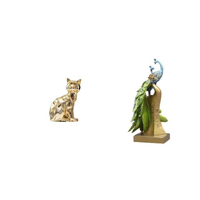 Estatua De Gato Pavo Real, Figura Decorativa, Escultura Animal, Adorno Artesanal Para Chimenea, Escritorio, Mesa De Entrada, Centro De Mesa, Oficina, Regalo De Cumpleaños
