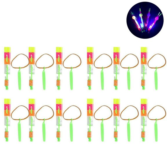 Helicóptero con flecha y luz LED para niños, juguete volador, tirachinas elástico, helicópteros voladores, regalo divertido para fiesta, 12 Uds.