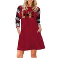 thumbnail image 2 of pstuiky Robes pour Filles, Robe à Col Rond à Manches Longues pour Femmes, Robe Longue Décontractée de Fête, Robes Décontractées en Liquidation, 2 of 7