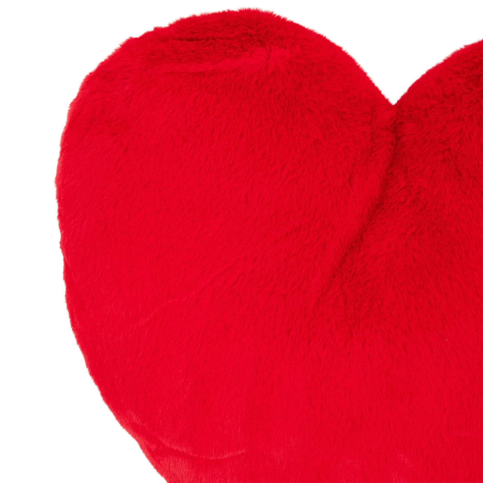 Plush Faux Fur Heart-Shaped Valentine's Day Throw Pillow - 13" - Red
