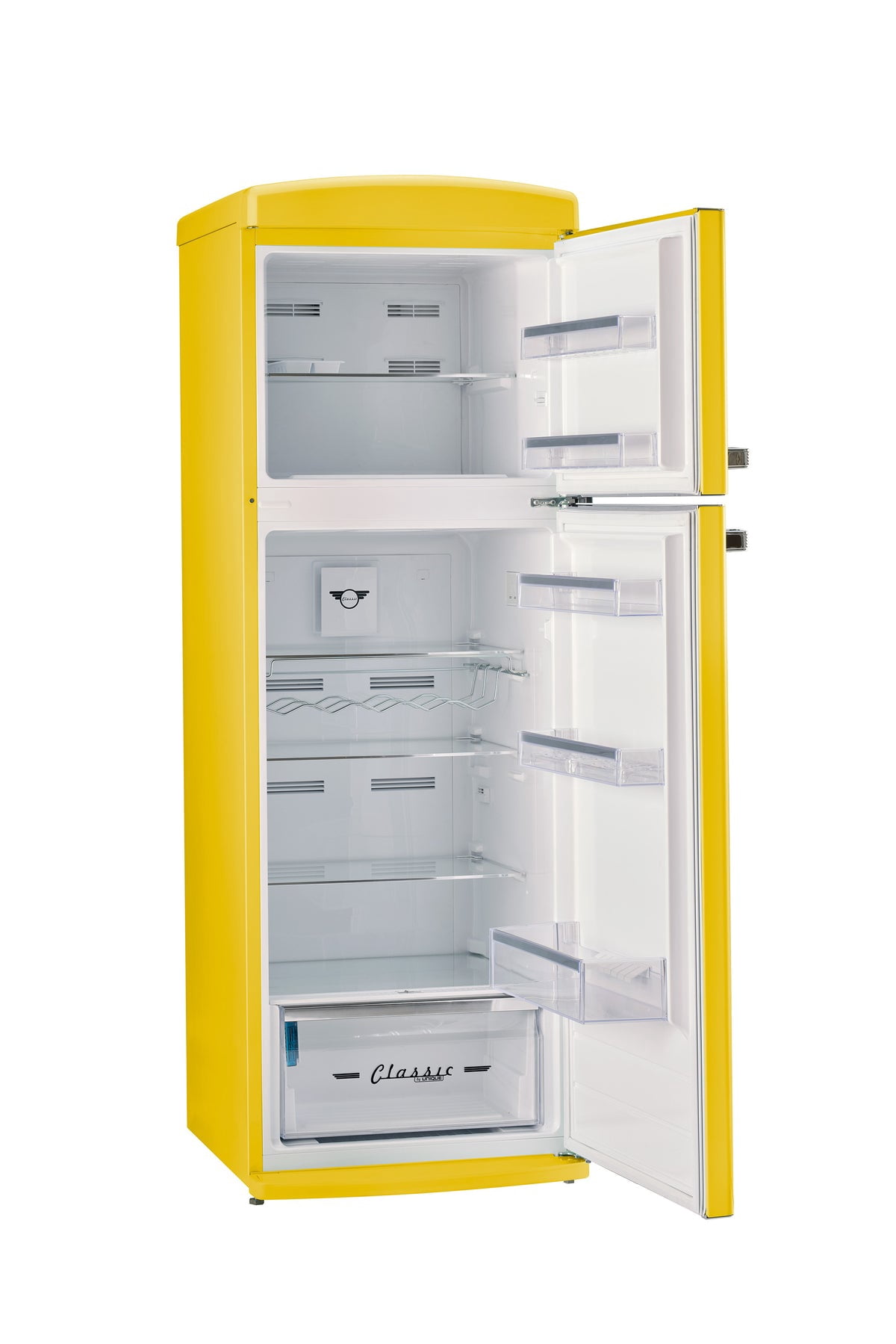 Unique 310L Canary Yellow Top Mount Refrigerator