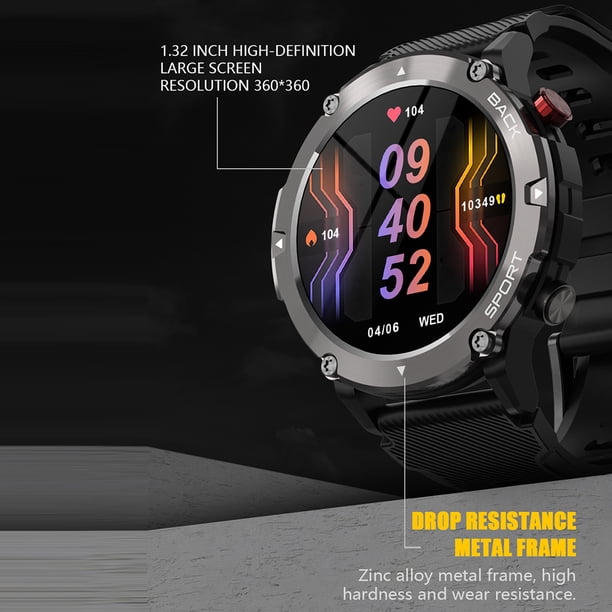 Fitness Watch Heart Rate Health Monitor Deportes al aire libre Smartwatch (Negro) Hugtrwg Para estrenar