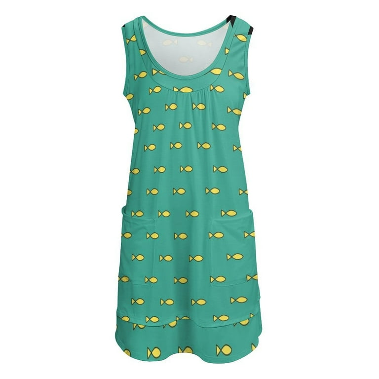 green dress with yellow fish Island Blooms Bamboo Play Dress, Green – Stitchy Fish