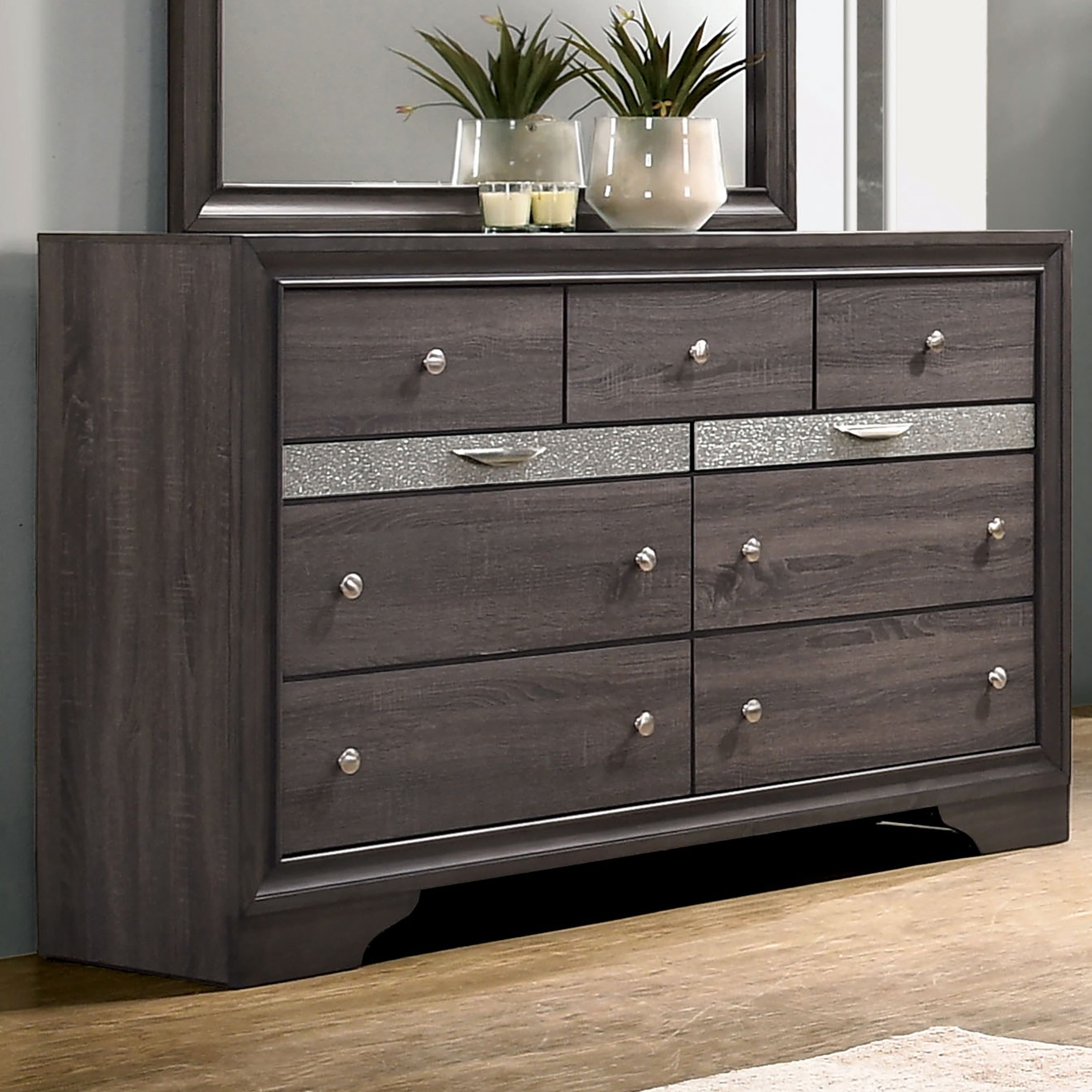 Furniture of America Lubbock Adult Modern 9-Drawer Dresser, Gray
