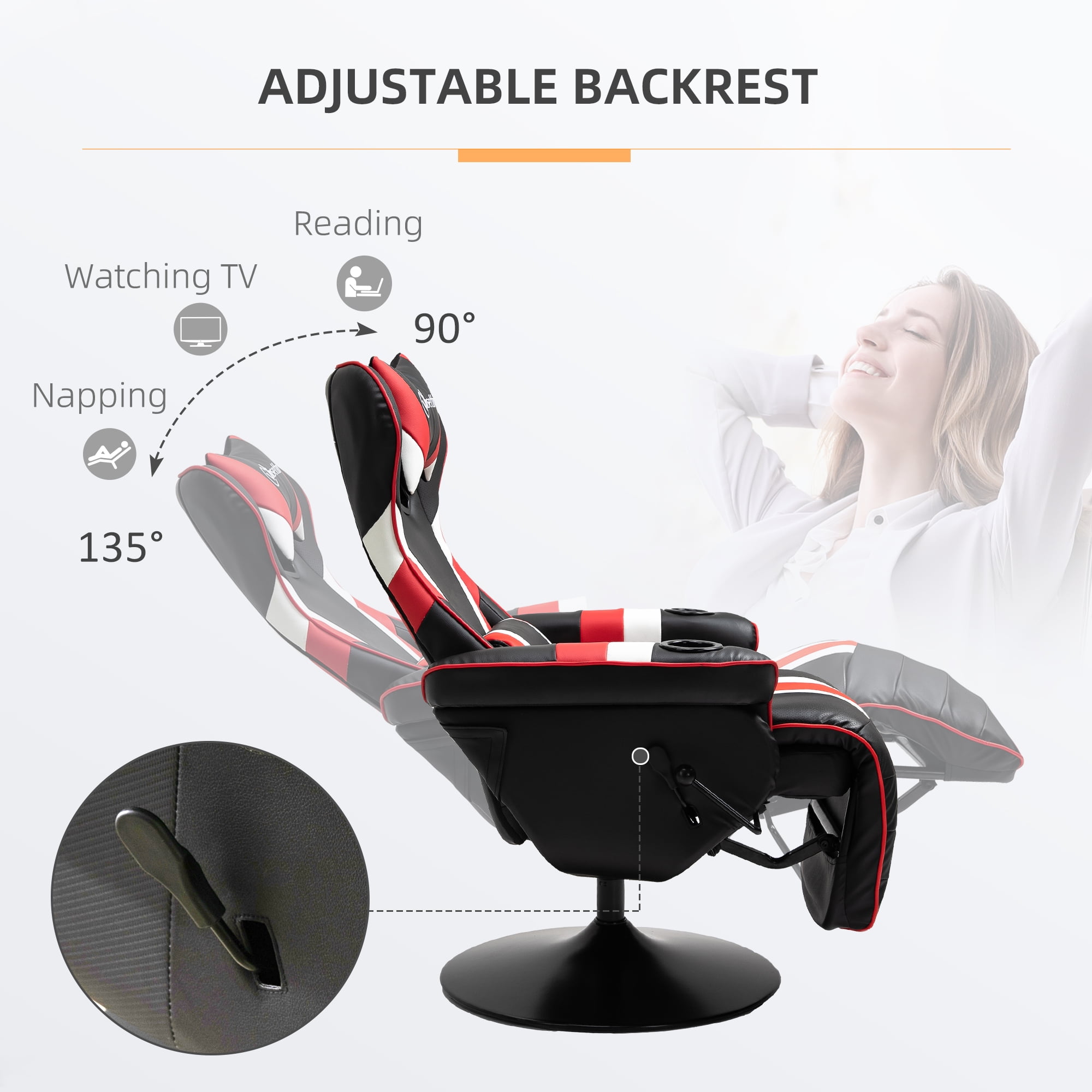 Vinsetto Gaming Chair Racing Style Office Ergonomic Chair Adjustable Height  Swivel Recliner High Back PC Computer Desk Chair with Footrest, Headrest  and Lumbar Support, Black Hight