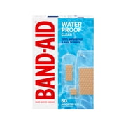 Band-Aid Brand Clear Waterproof Adhesive Bandages, Assorted, 60 Count