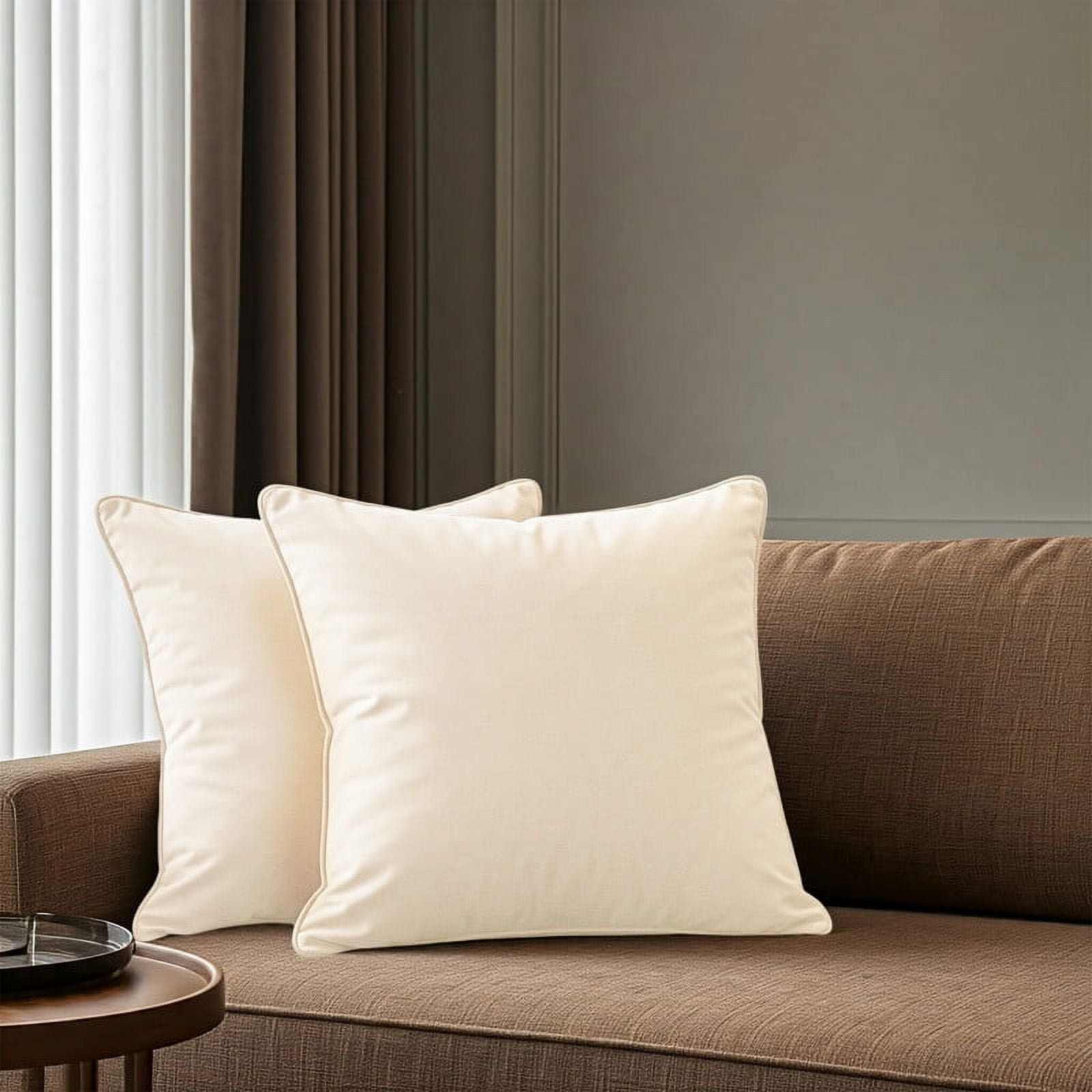 A1HC Set of 2 Luxurious Soft Velvet Throw Pillow Covers Only, 24"x24", Cream, Decorative Cushion Covers with Hidden YKK Zipper for Sofa or Bed