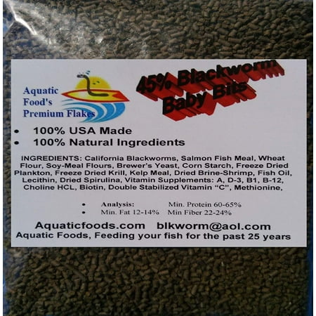 Aquatic Foods 45% California Blackworm Sinking Baby Bits, Perfect for small Discus, Cichlids, All Tropical Fish - 2-lb