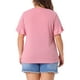 thumbnail image 3 of Blusas de verano casual para mujer Agnes Orinda, con cuello redondo y mangas con volantes, camiseta 2X rosa, 3 of 5
