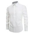 thumbnail image 2 of BiZtdJrK White Big and Tall Dress Shirts for Men Casual Button Down Business Office Work Tops Long Sleeve Lapel Blouses Wedding Party Clubwear L, 2 of 3