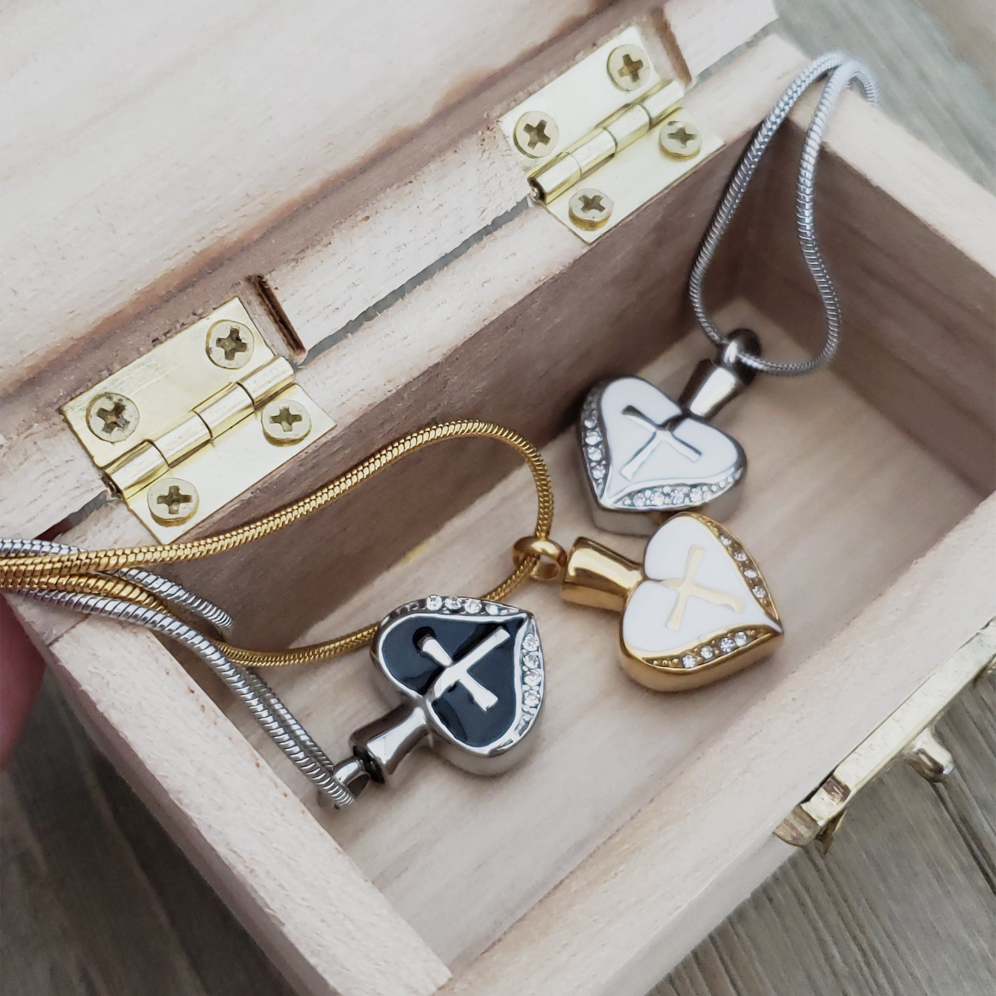 Black Cross Cremation Necklace Stainless Steel Heart Memorial Keepsake Waterproof Urn Ashes Holder Pendant with Free Funnel Kit and Velvet Jewelry Box