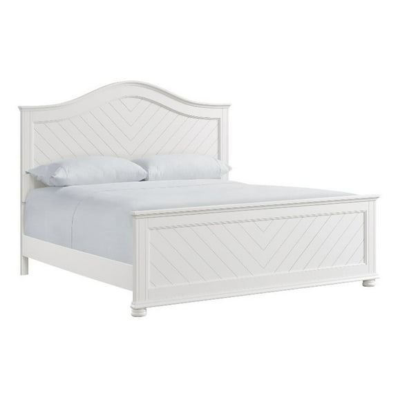 Pemberly Row Modern / Contemporary King Panel Bed in White Finish
