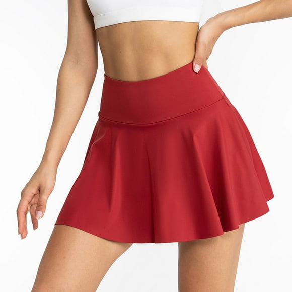 Daznico Women's Tight-Fitting Yoga Shorts, Breathable Mini Skort for Running, Fitness, Tennis, with Pocket Sport Skirt,Size L