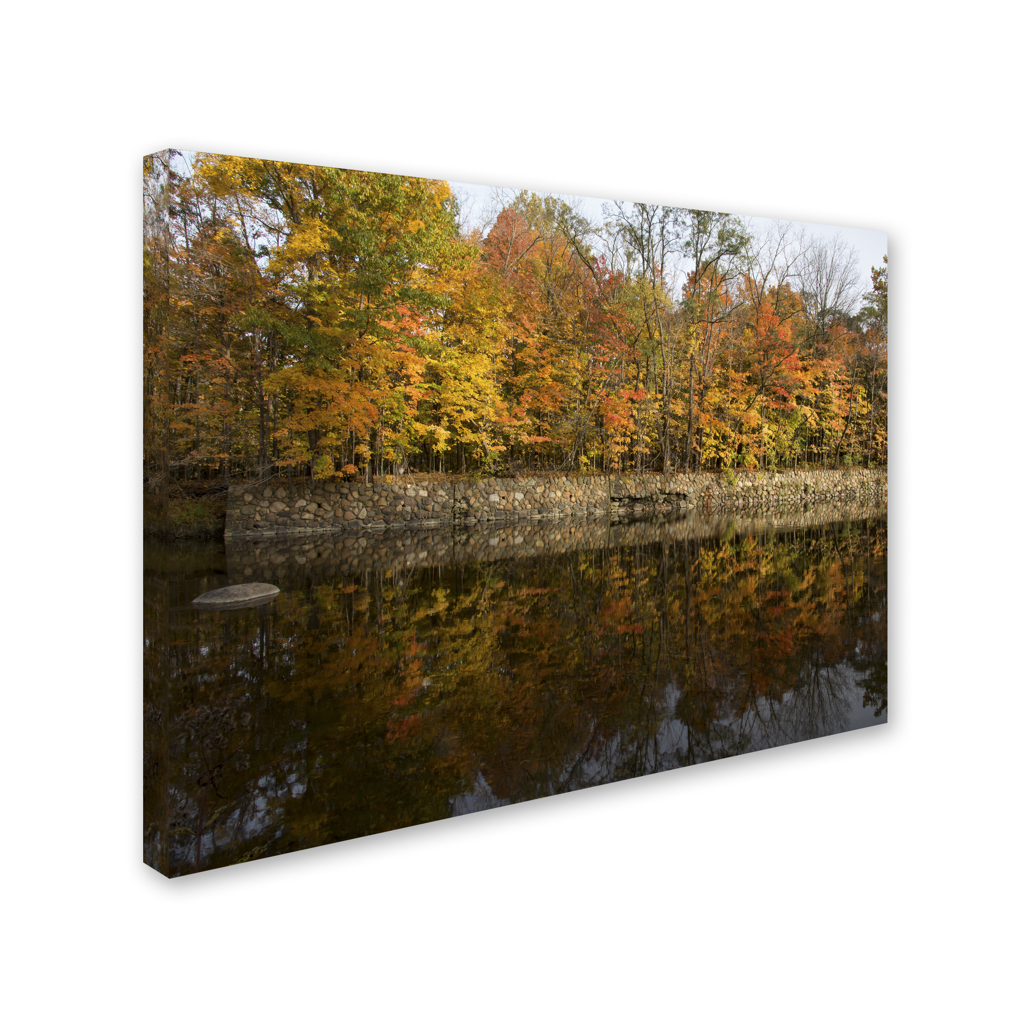 Trademark Fine Art "Autumn Along the Rocky River" Canvas Art by Kurt Shaffer
