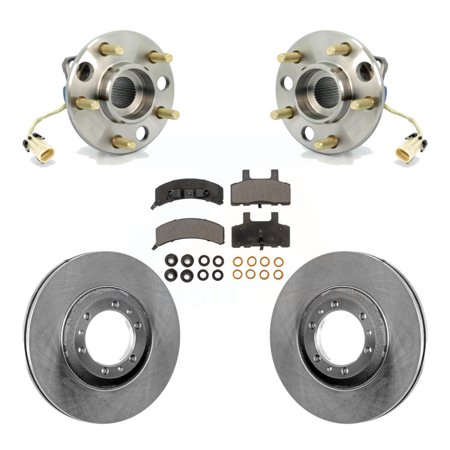 Transit Auto Front Hub Bearing Assembly Disc Brake Rotors and Semi-Metallic Pads Kit for Car Cadillac DeVille Fleetwood 60 Special Commercial Chassis with Heavy Duty Brakes KBB-104942