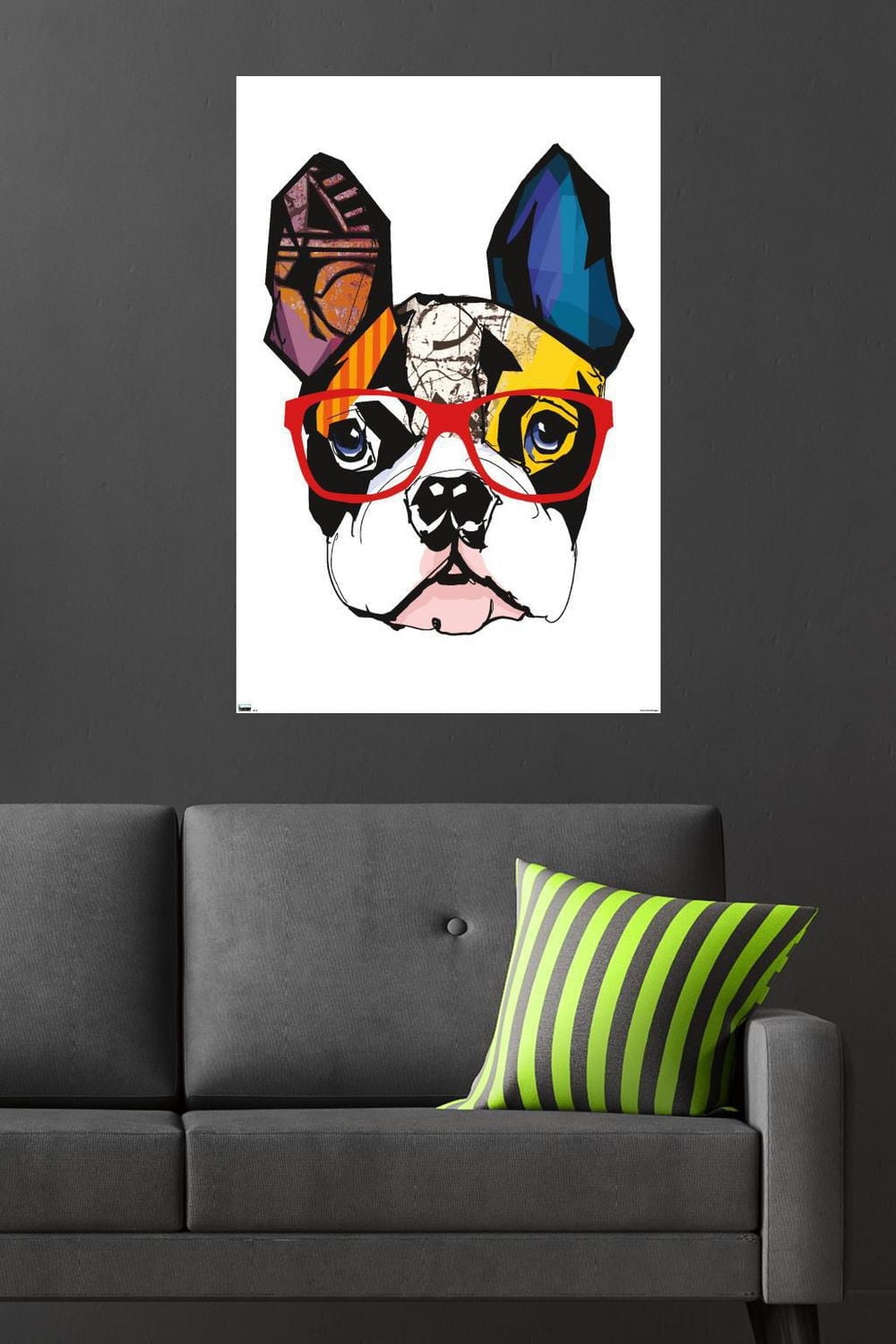 Art Deco - Boston Terrier with Glasses Wall Poster, 22.375" x 34"