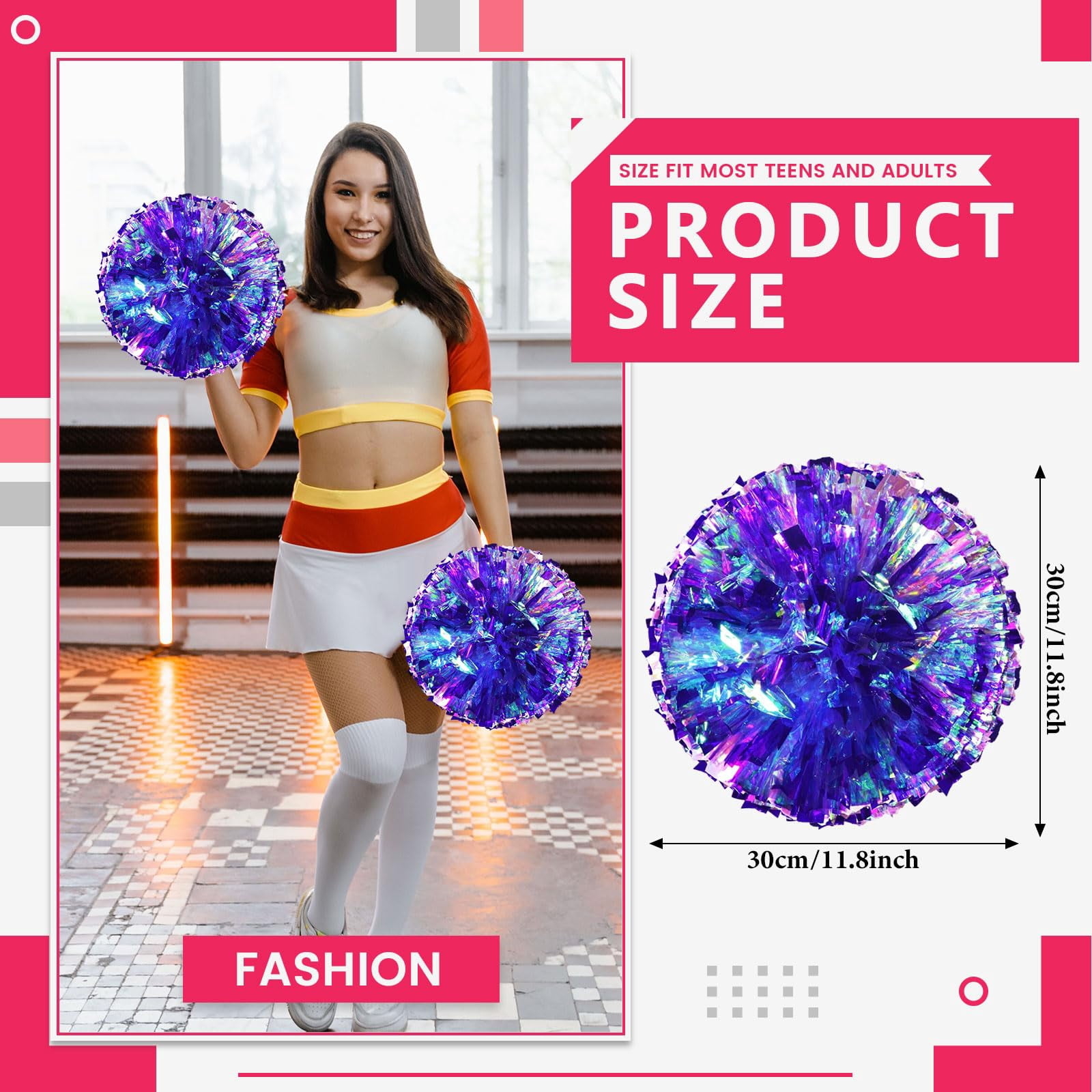 14 Pcs pom poms Cheer,pom poms Cheerleading with Finger Holes Cheer Pom Pomsfor Dance, Matches