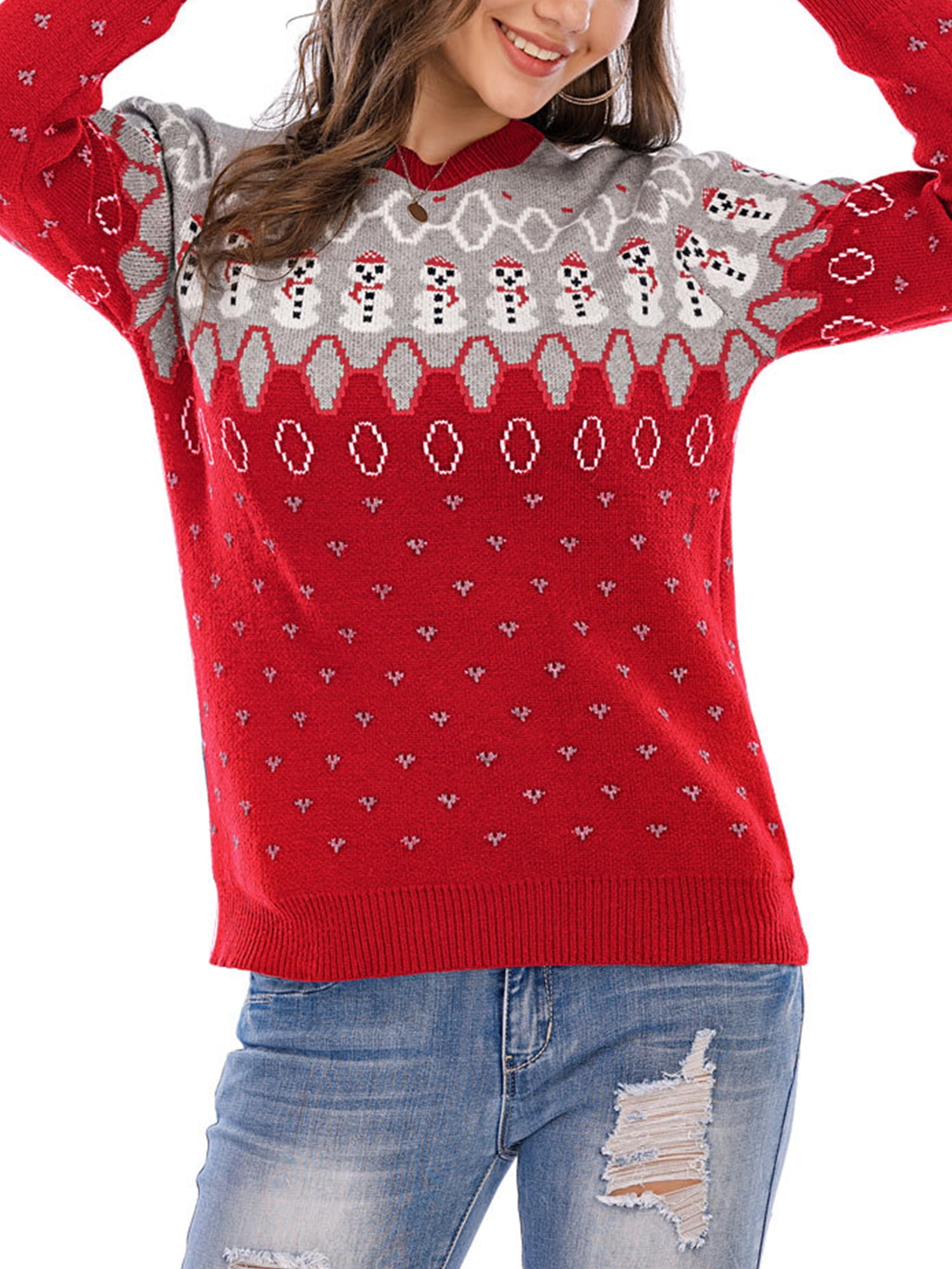 AODONG Christmas Sweatshirts for Women,Christmas Printed Long Sleeve Shirts Loose Casual Tops Blouses Sweater Pullover