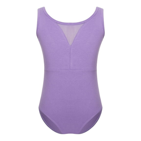 Nyeemya Kids Girls Cotton Ballet Dance Leotard Gymnastics Workout Sleeveless Bodysuit Top Tumbling Purple 110