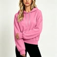 thumbnail image 5 of Atogsazn Womens Oversized Cropped Hoodies Casual Long Sleeve Hooded Sweatshirt Fall Winter Tops with Pocket Pink XL Fashion, 5 of 6