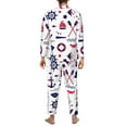 thumbnail image 5 of Kll Sailing Marine Travel Sleepwear Mens Flannel Pajamas,Long Cotton Pj Set, 5 of 9