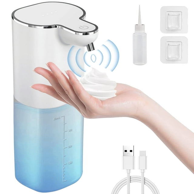 Automatic Foaming Soap Dispenser 400ml USB Rechargeable Waterproof Hand Sanitizer Dispenser with 4 Gears Wall Mount Touchless Sensor Soap Pump for Bathroom Kitchen