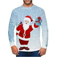thumbnail image 2 of IROINNID Christmas Sweater for Men Round Neck Pullover 3D Printed Realistic Print Tops,Light Blue, 2 of 6