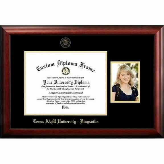 Campus Images TX982PGED-1411 14 x 11 in. Texas A&M Kingsville University Gold Embossed Diploma Frame with 5 x 7 in. Portrait - Satin Mahogany