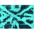 thumbnail image 1 of Ahgly Company Machine Washable Indoor Rectangle Abstract Turquoise Blue Modern Area Rugs, 4' x 6', 1 of 4