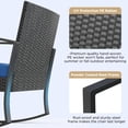 thumbnail image 4 of Lofka 3 Piece Patio Furniture Set Outdoor Wicker Rocking Furniture Conversation Set with Glass Coffee Table for Garden,Deck,Balconies,(Blue Cushion), 4 of 11